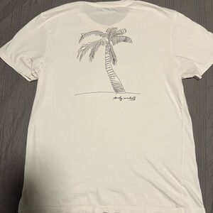 Billabong White Short Sleeve Tee with Palm Tree Design Andy Warhol Foundation